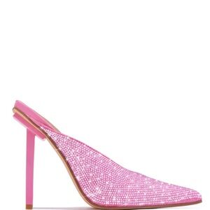 Pink rhinestone mules